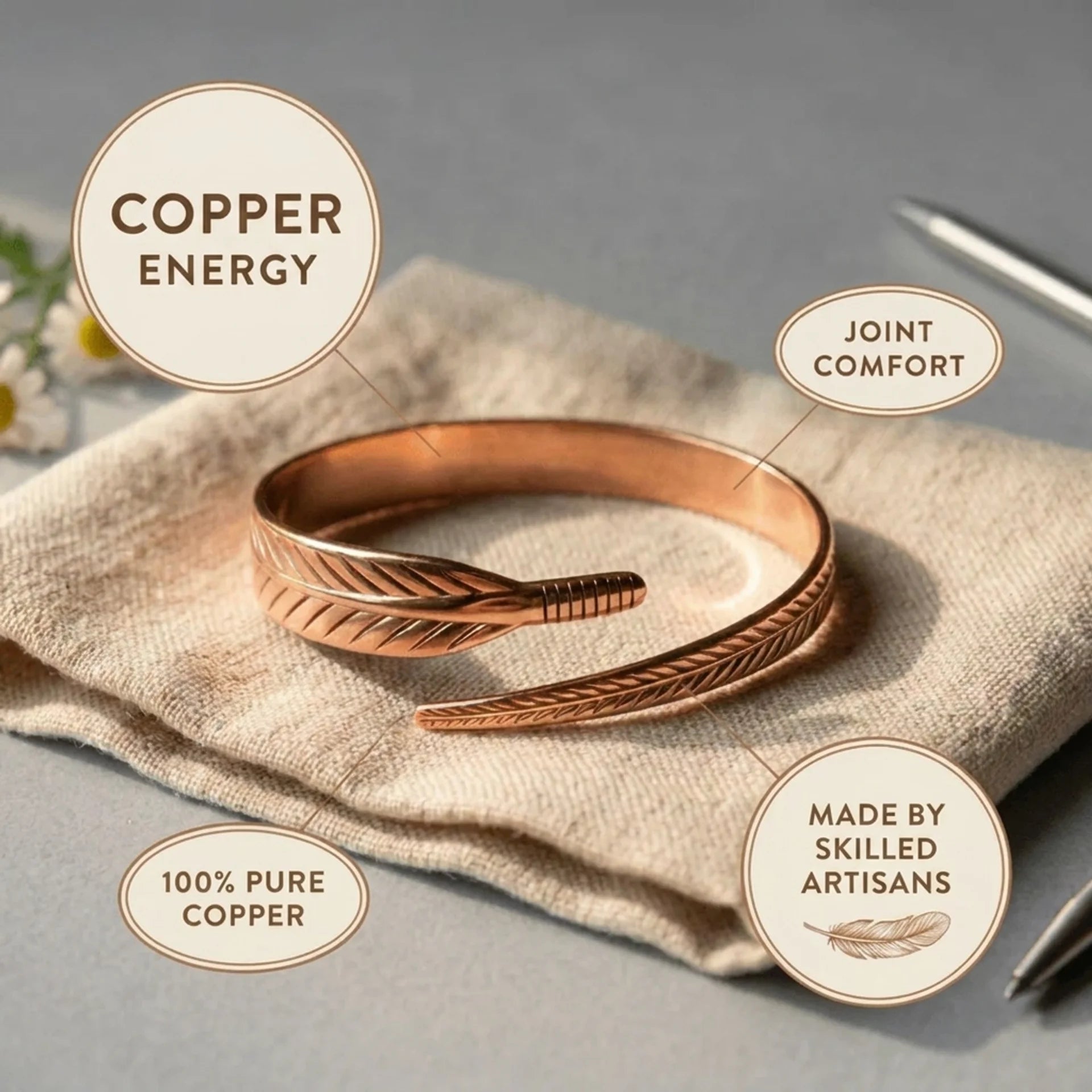 Cora's Sprig Copper Bracelet