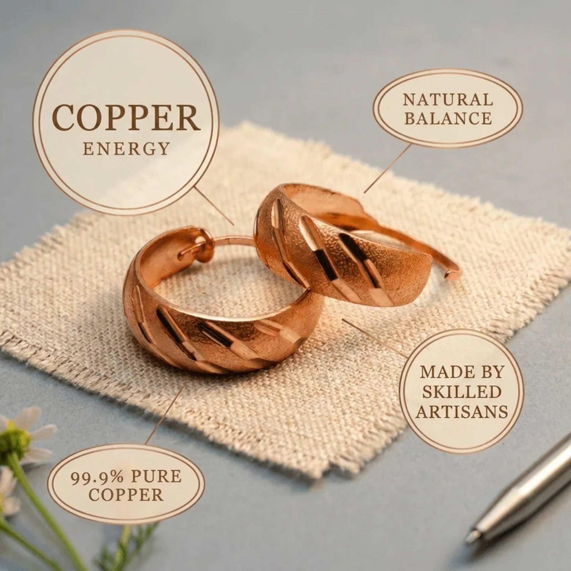 Cora's Facet Copper Earrings