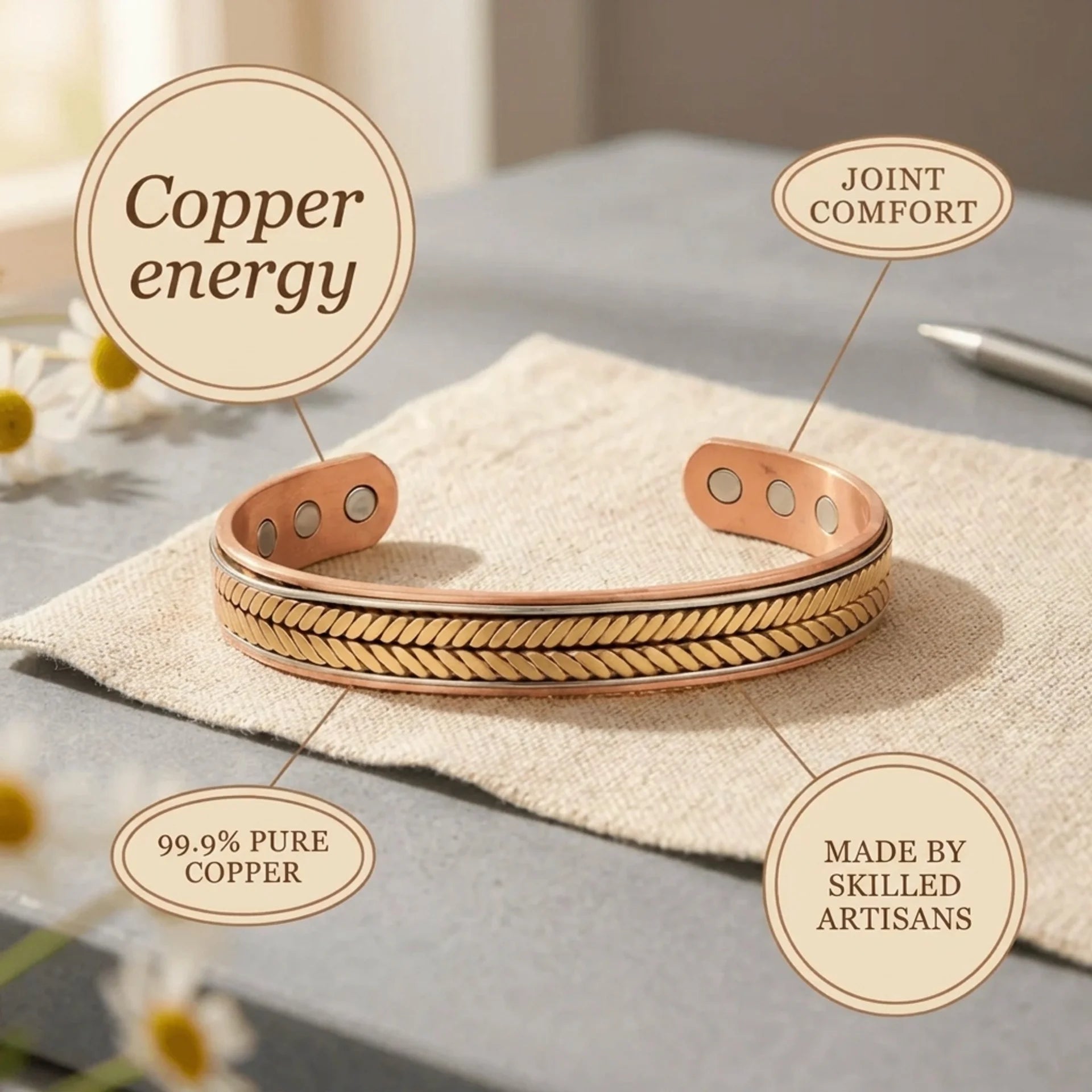 Cora's Chaff Copper Bracelet