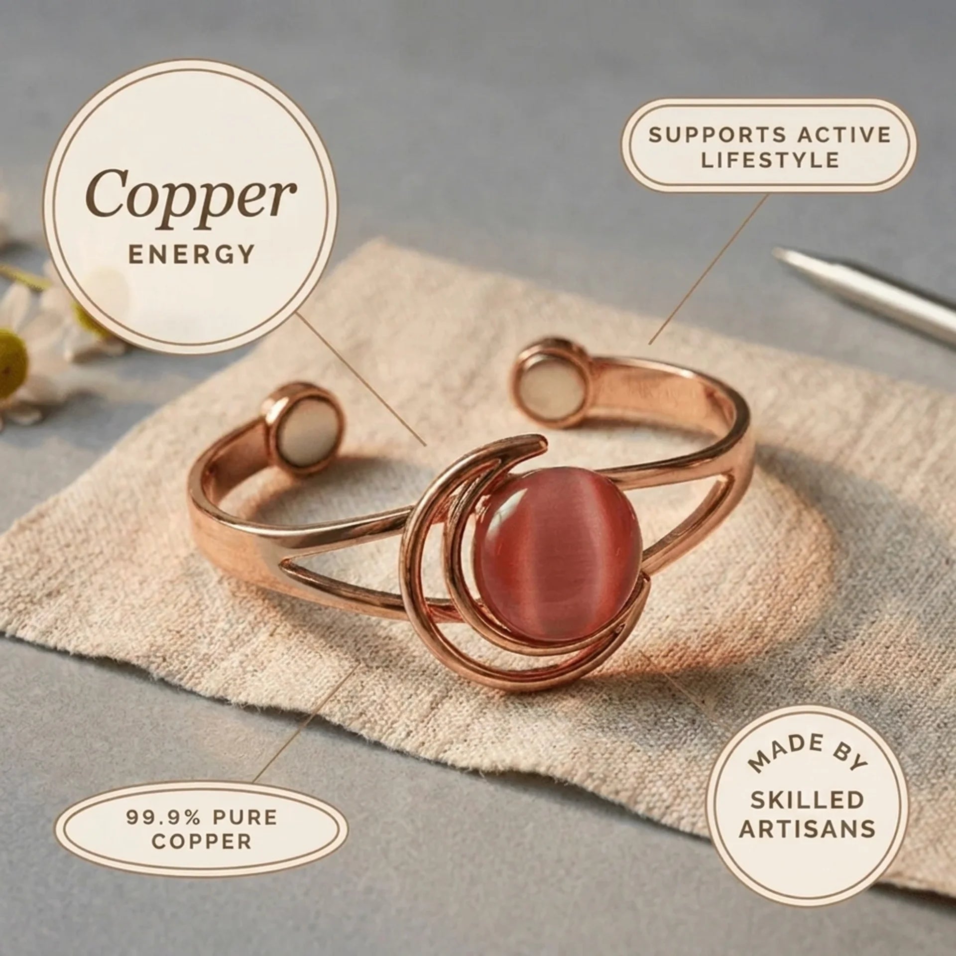Cora's Hearth Pink Copper Bracelet