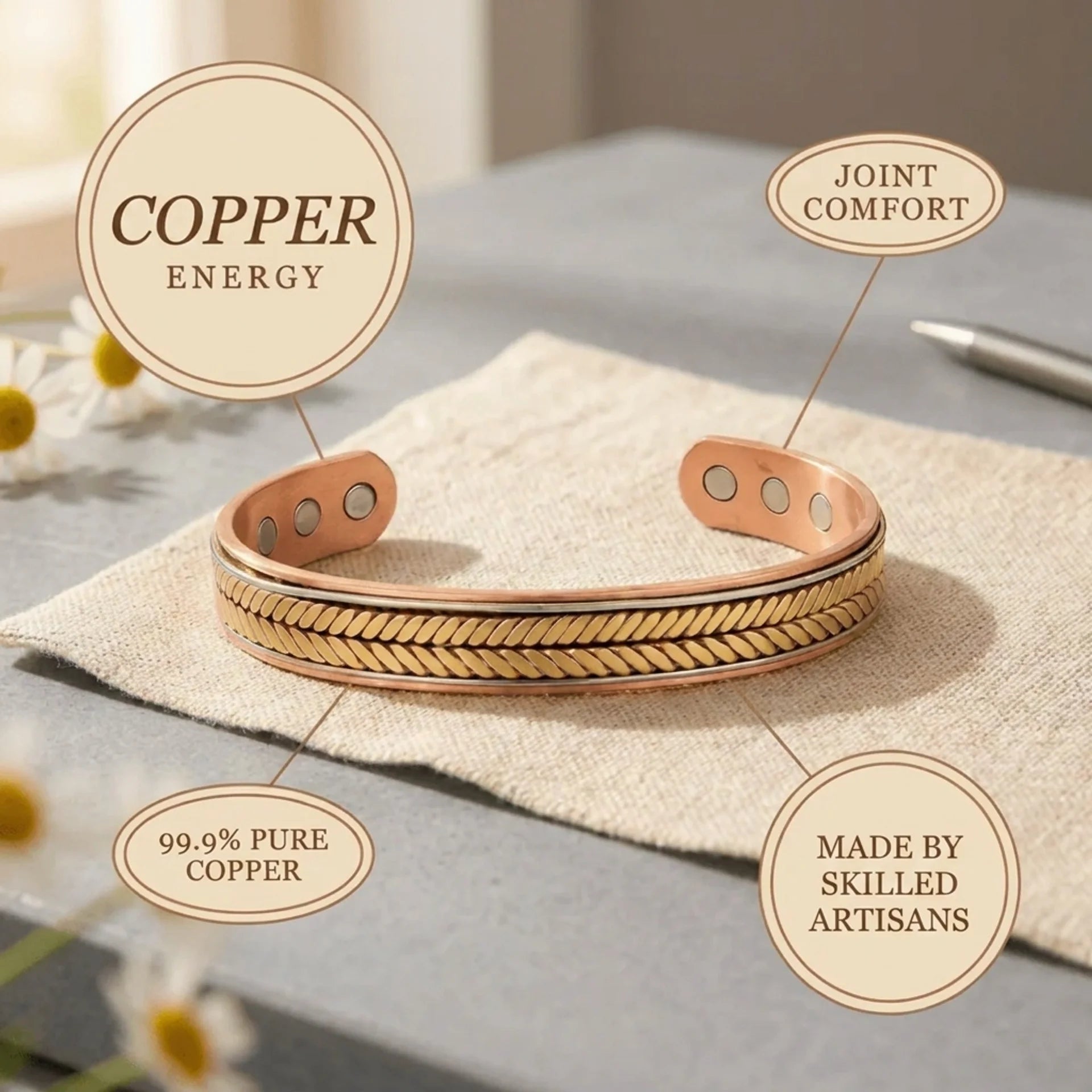 Cora's Sheaf Copper Bracelet
