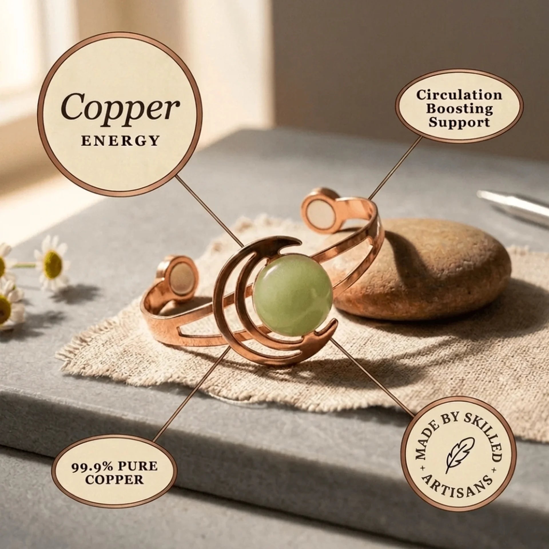 Cora's Lunara Green Copper Bracelet