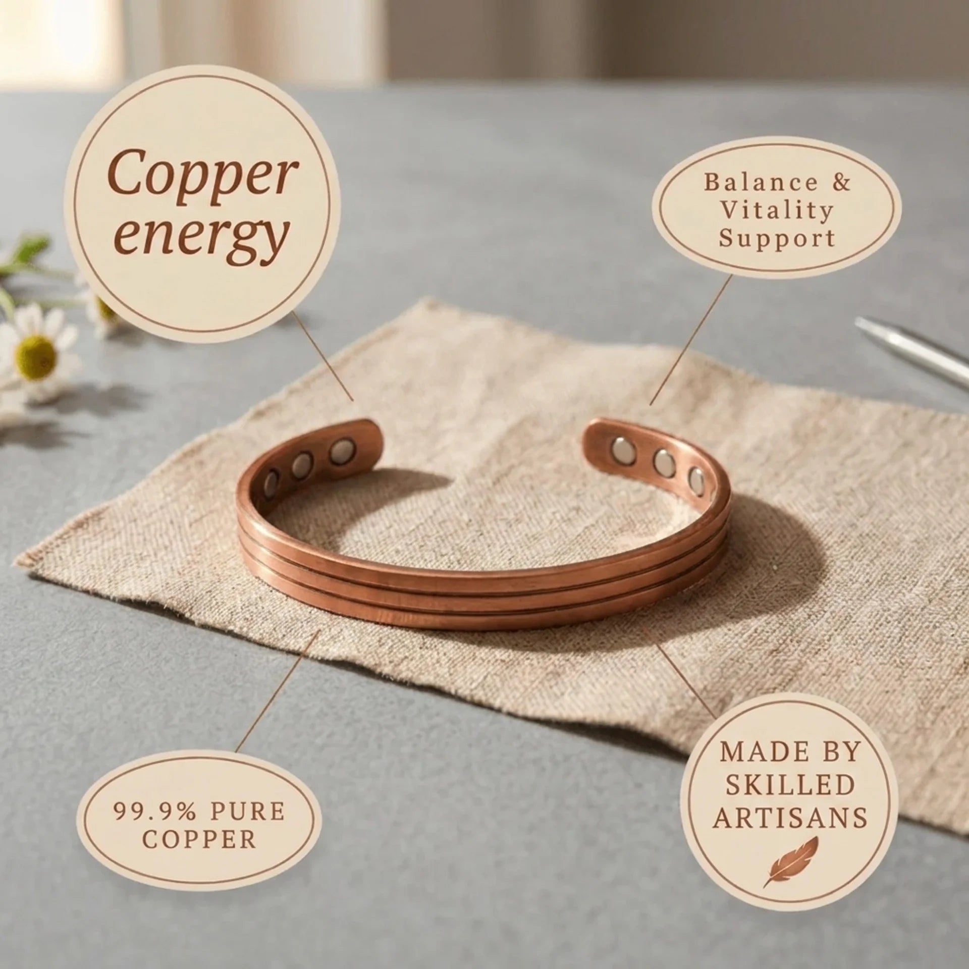 Cora's Furrow Copper Bracelet