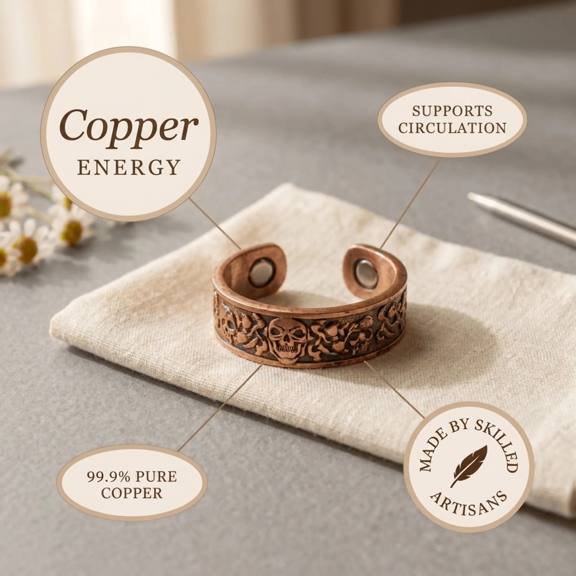 Cora's Thistle Copper Ring