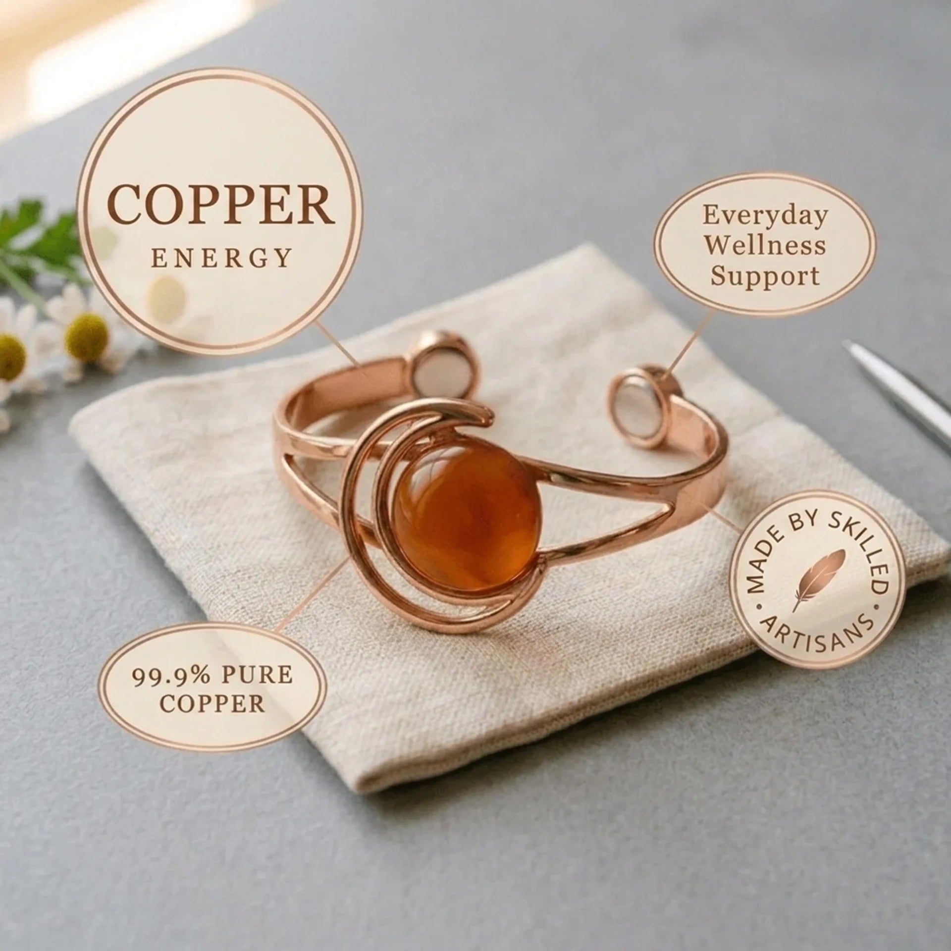 Cora's Solara Orange Copper Bracelet
