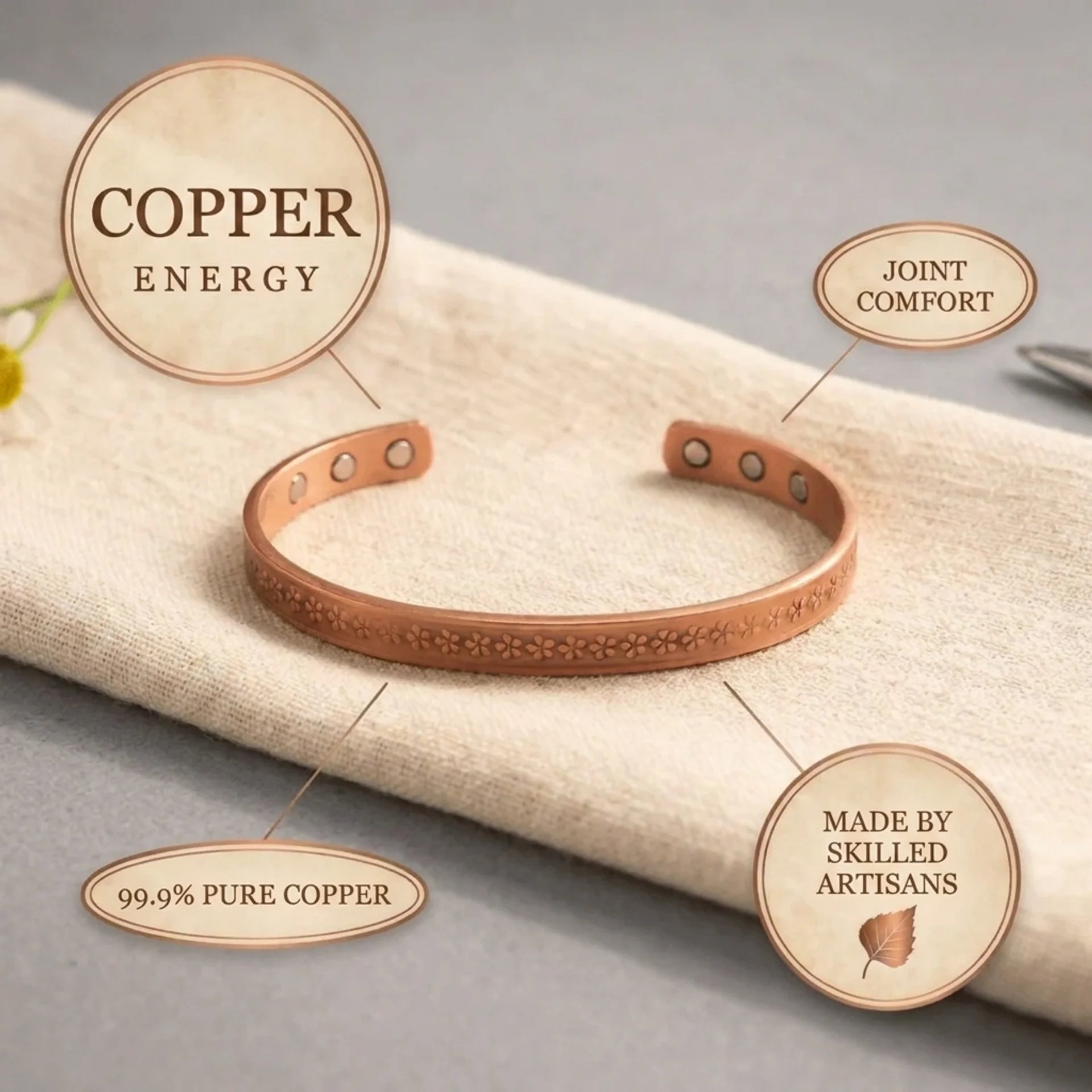 Cora's Daisy Copper Bracelet