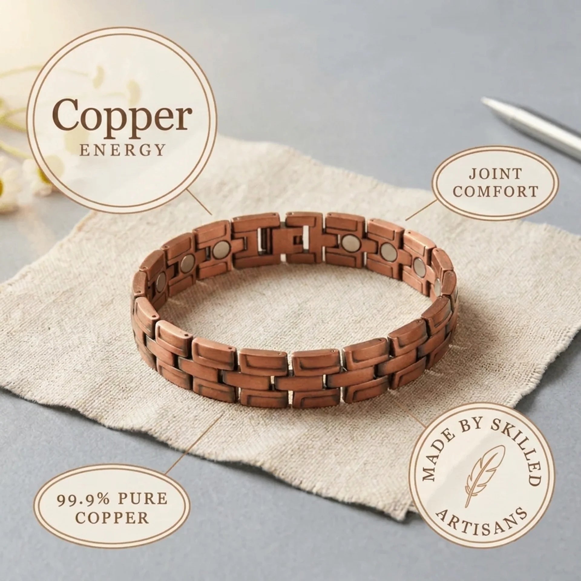 Cora's Cobblelink Men's Copper Bracelet
