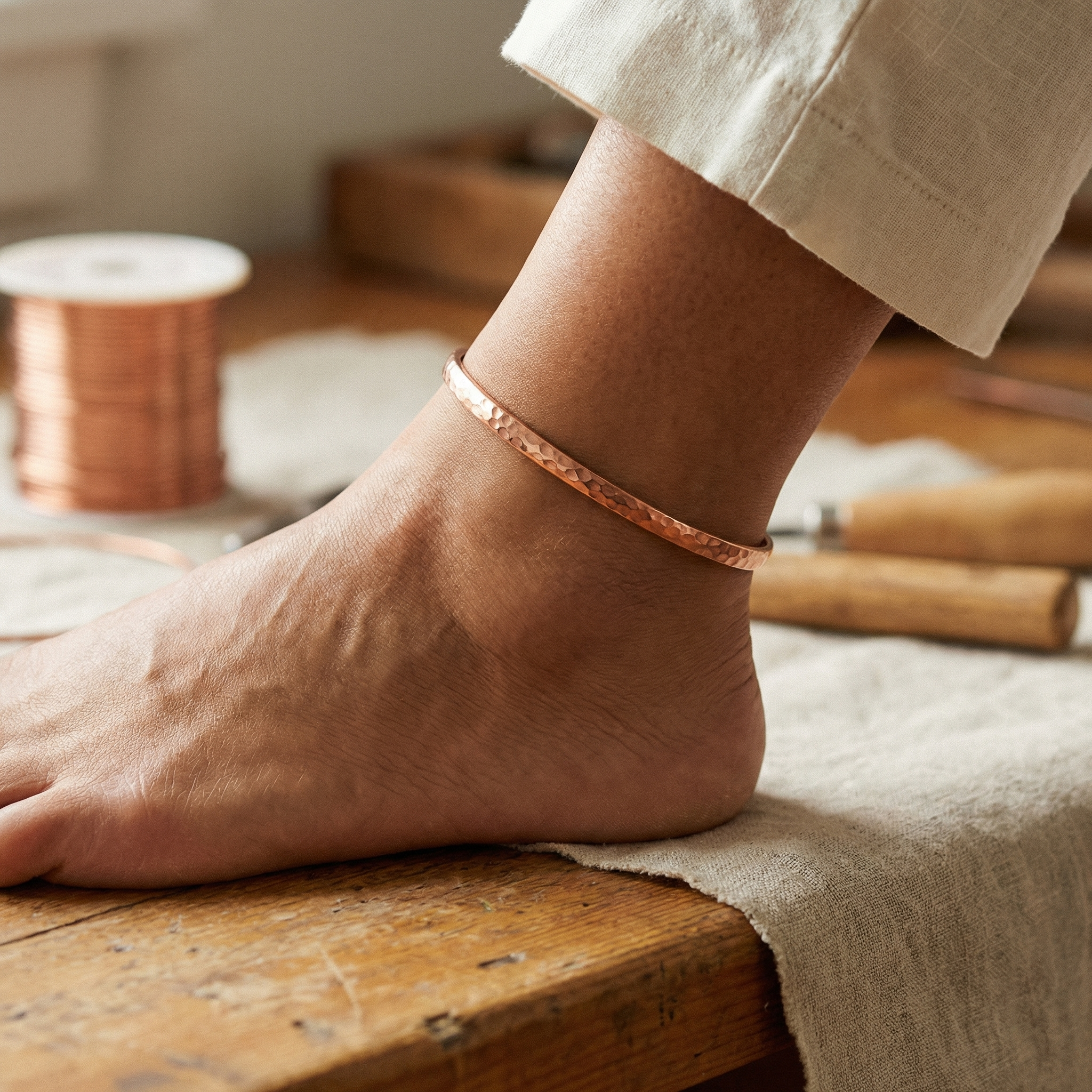 Cora's Sand Copper Anklet
