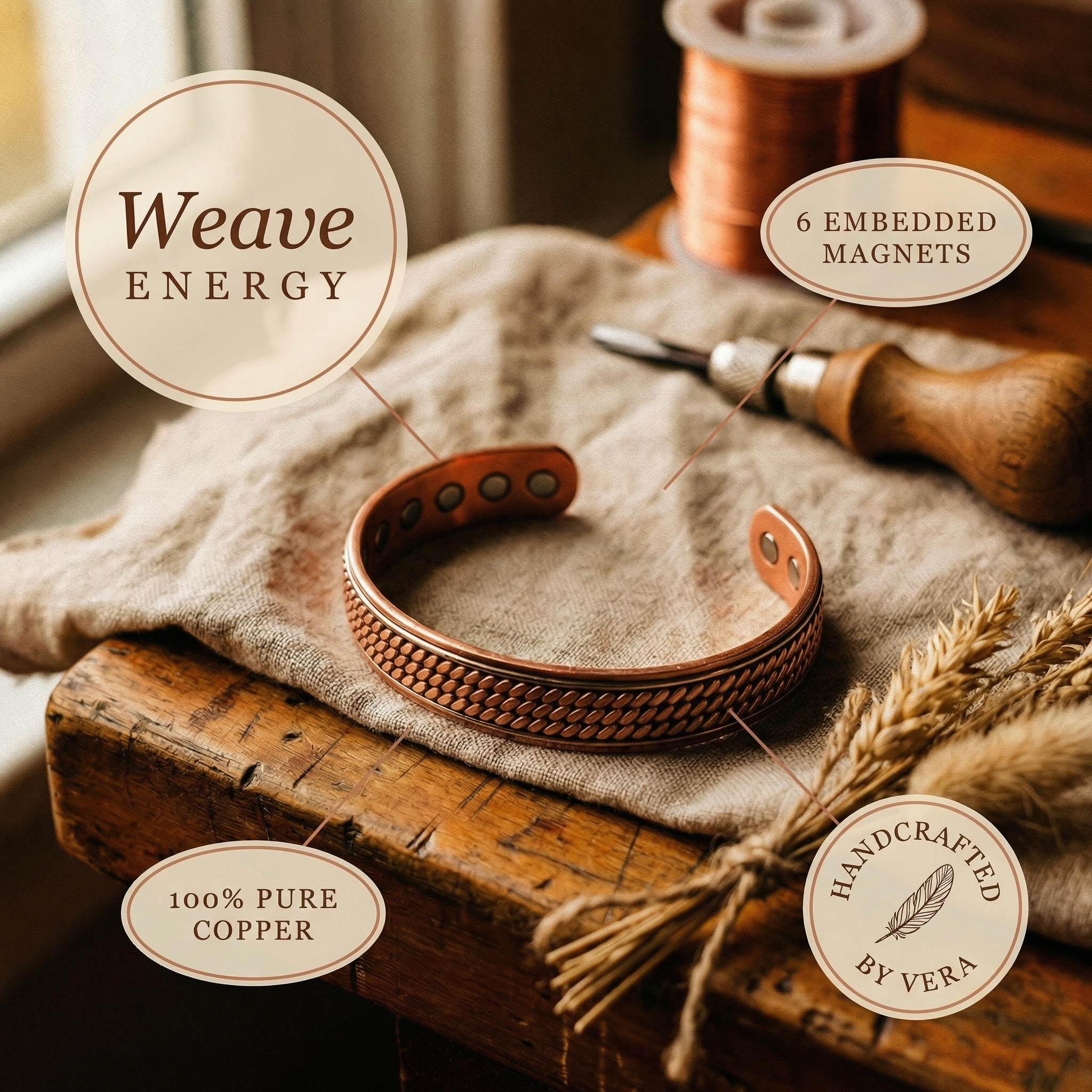 Cora's Wave Copper Bracelet