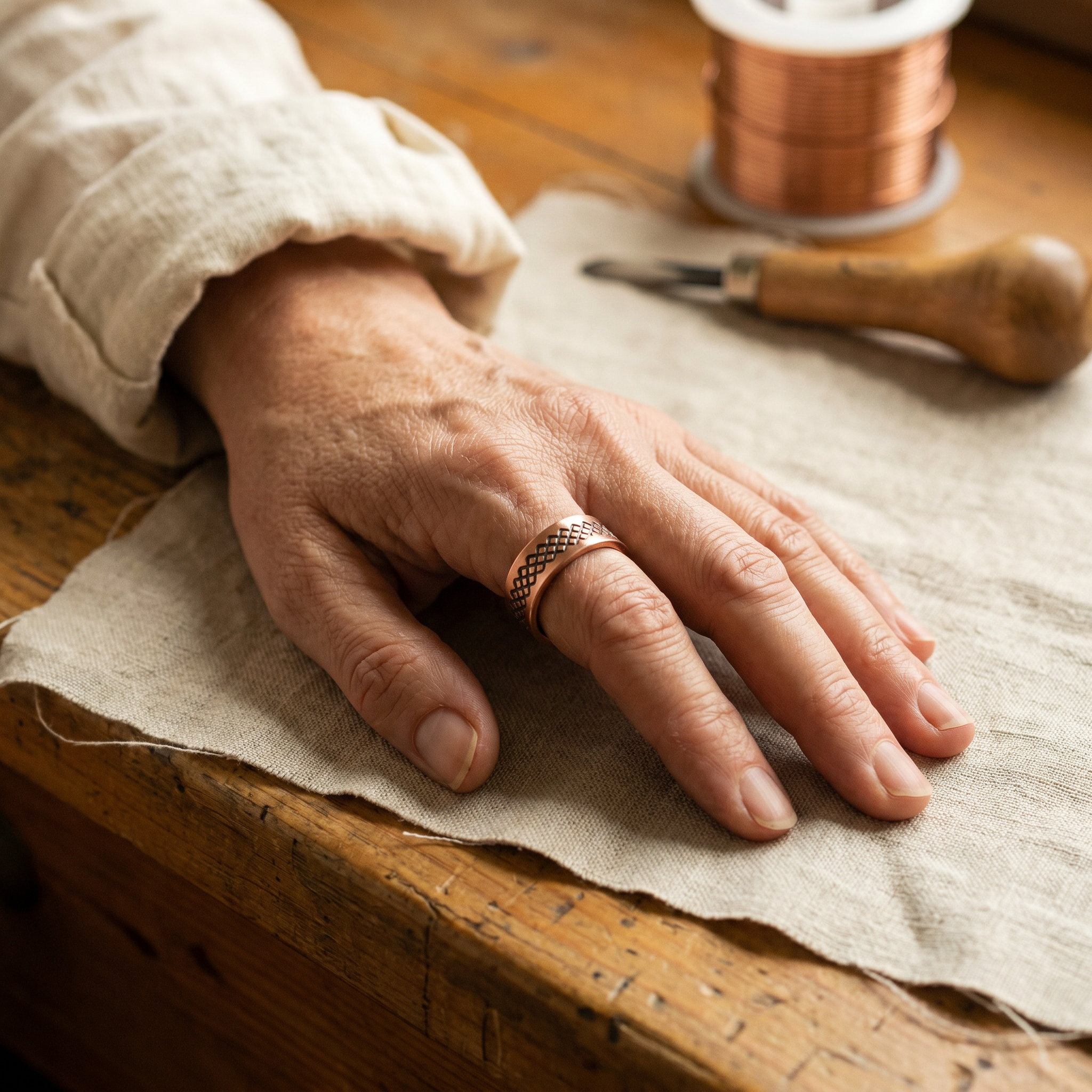 Cora's Grid Copper Ring