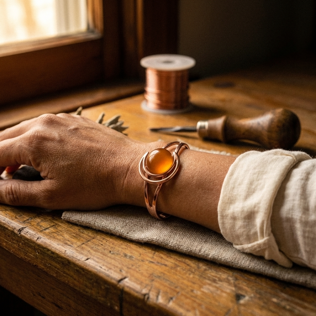 Cora's Sphere Orange Copper Bracelet