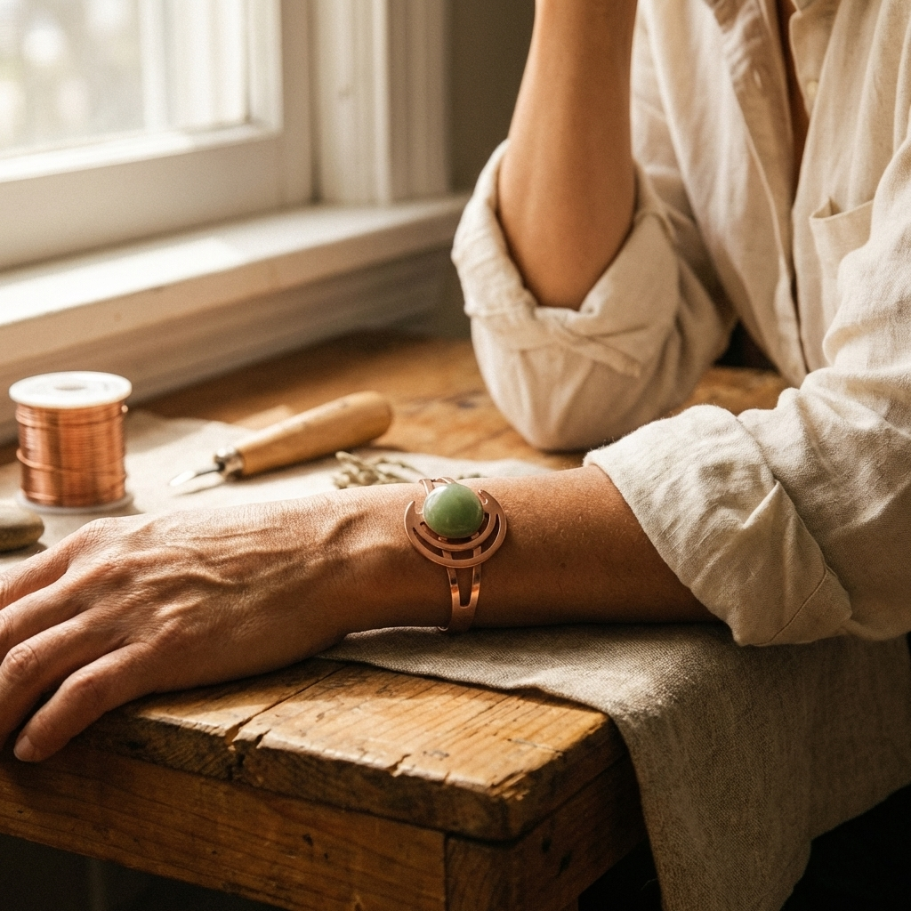 Cora's Sphere Green Copper Bracelet