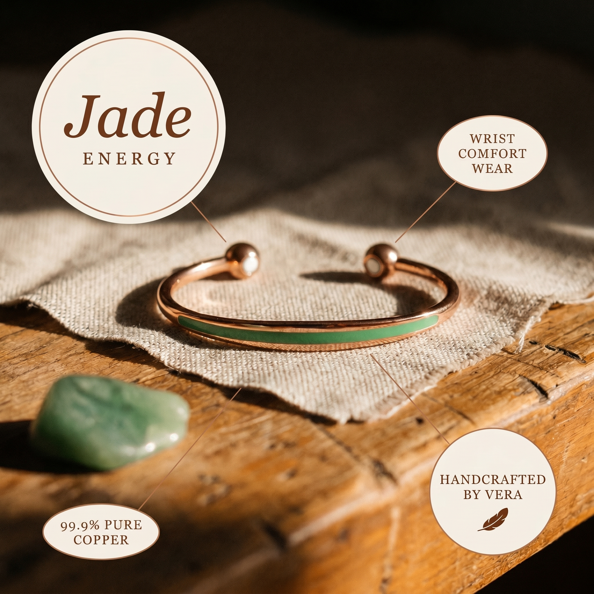 Cora's Jade Copper Bracelet