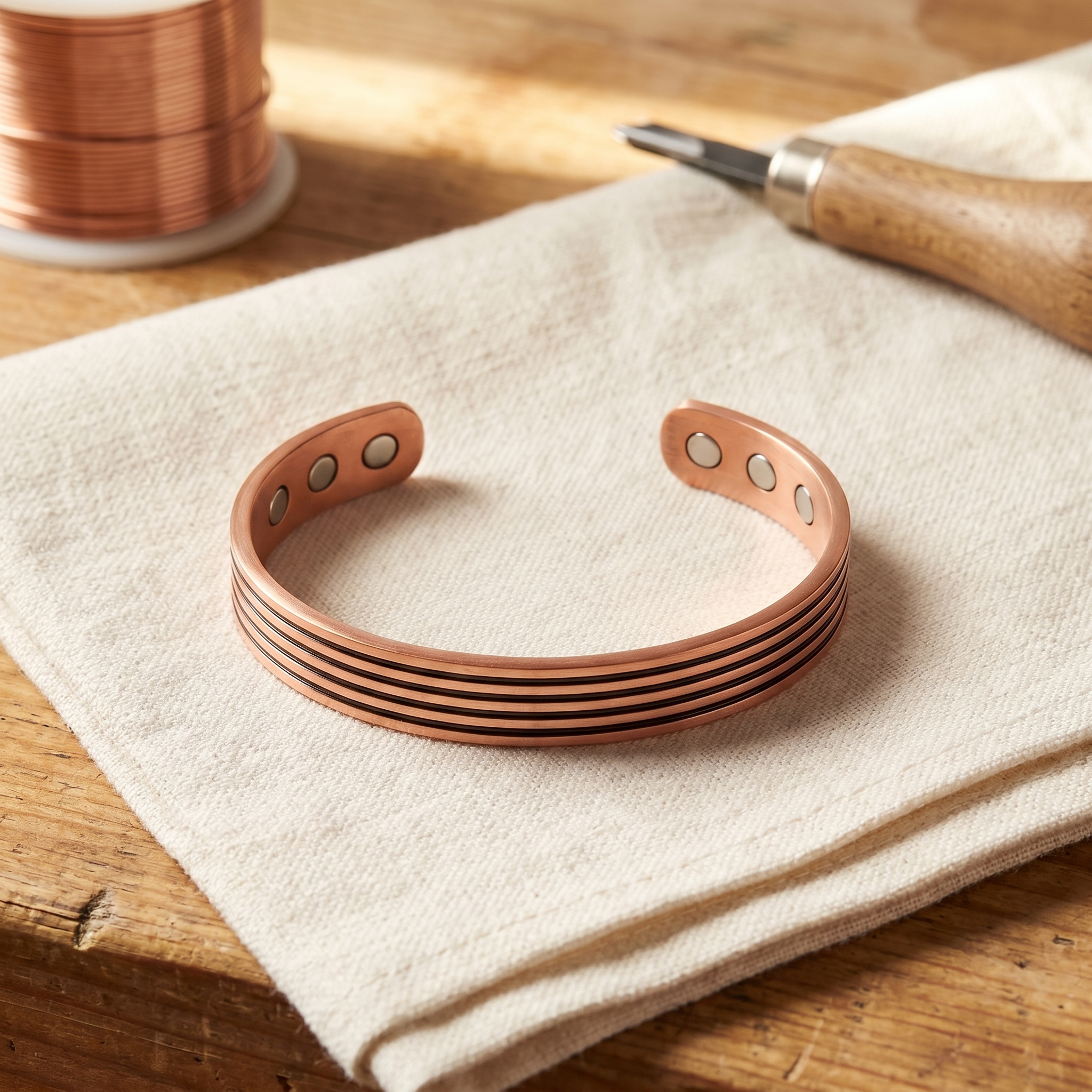 Cora's Sage Copper Bracelet