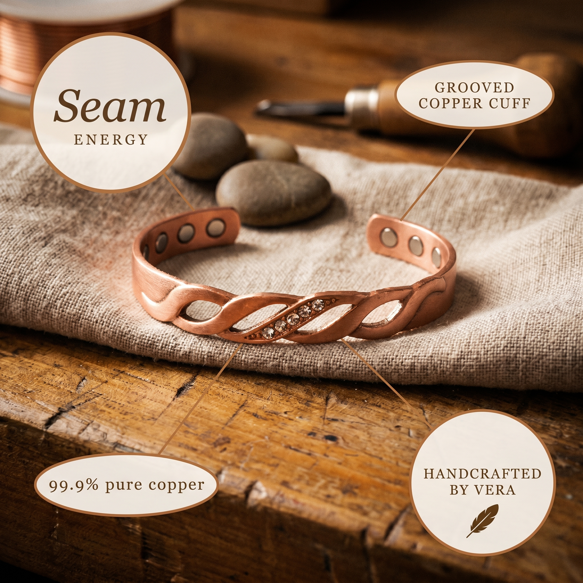Cora's Seam Copper Bracelet
