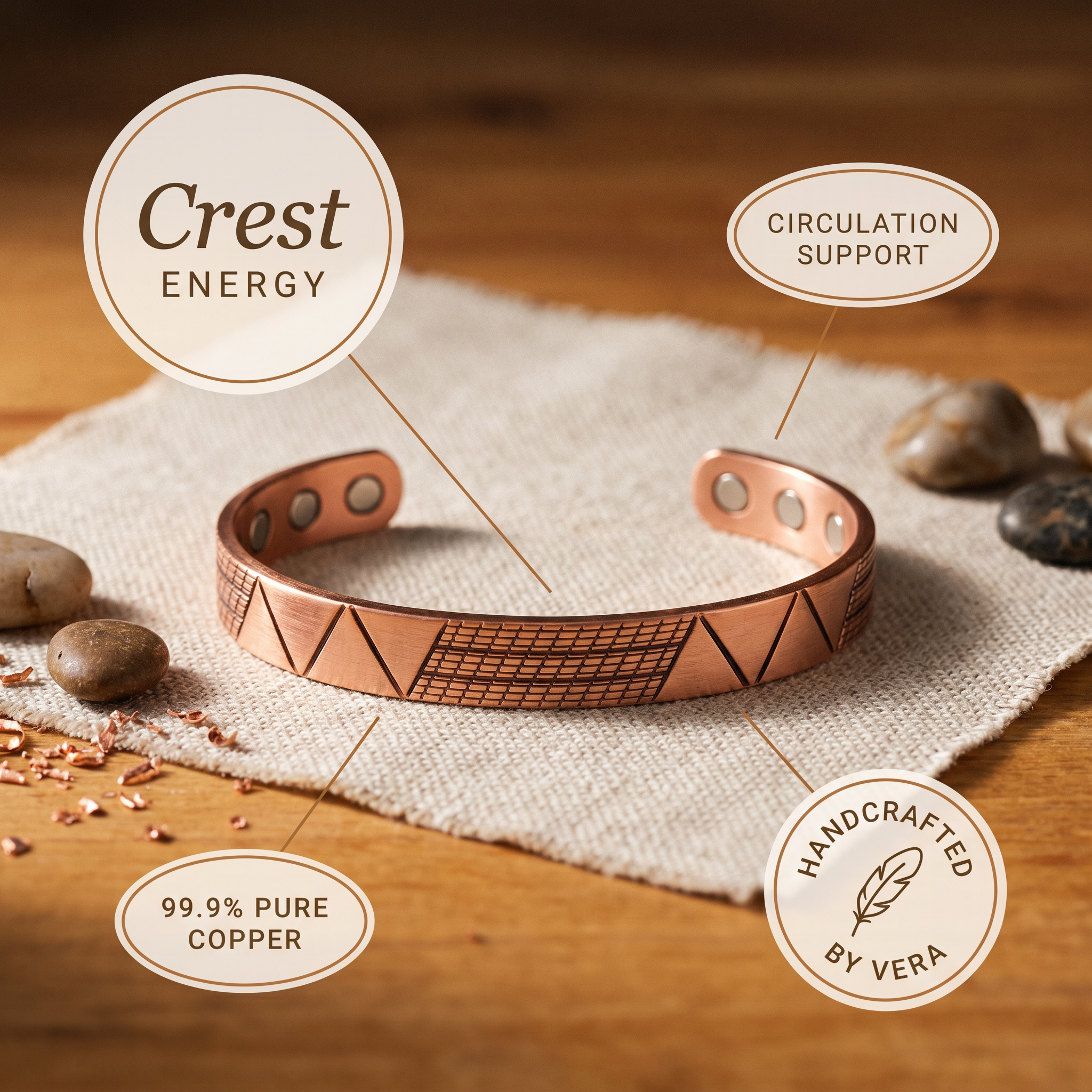 Cora's Crest Copper Bracelet