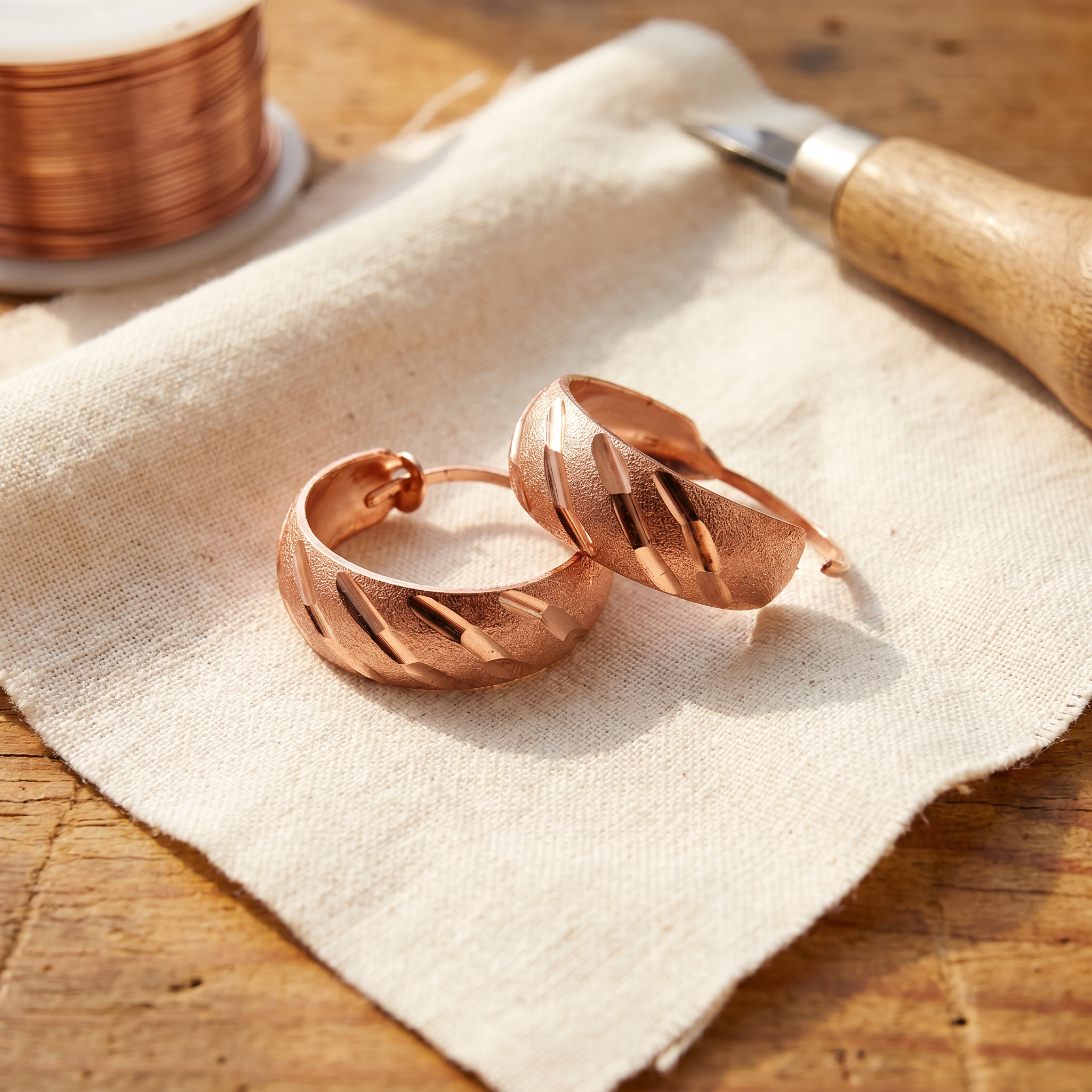 Cora's Facet Copper Earrings