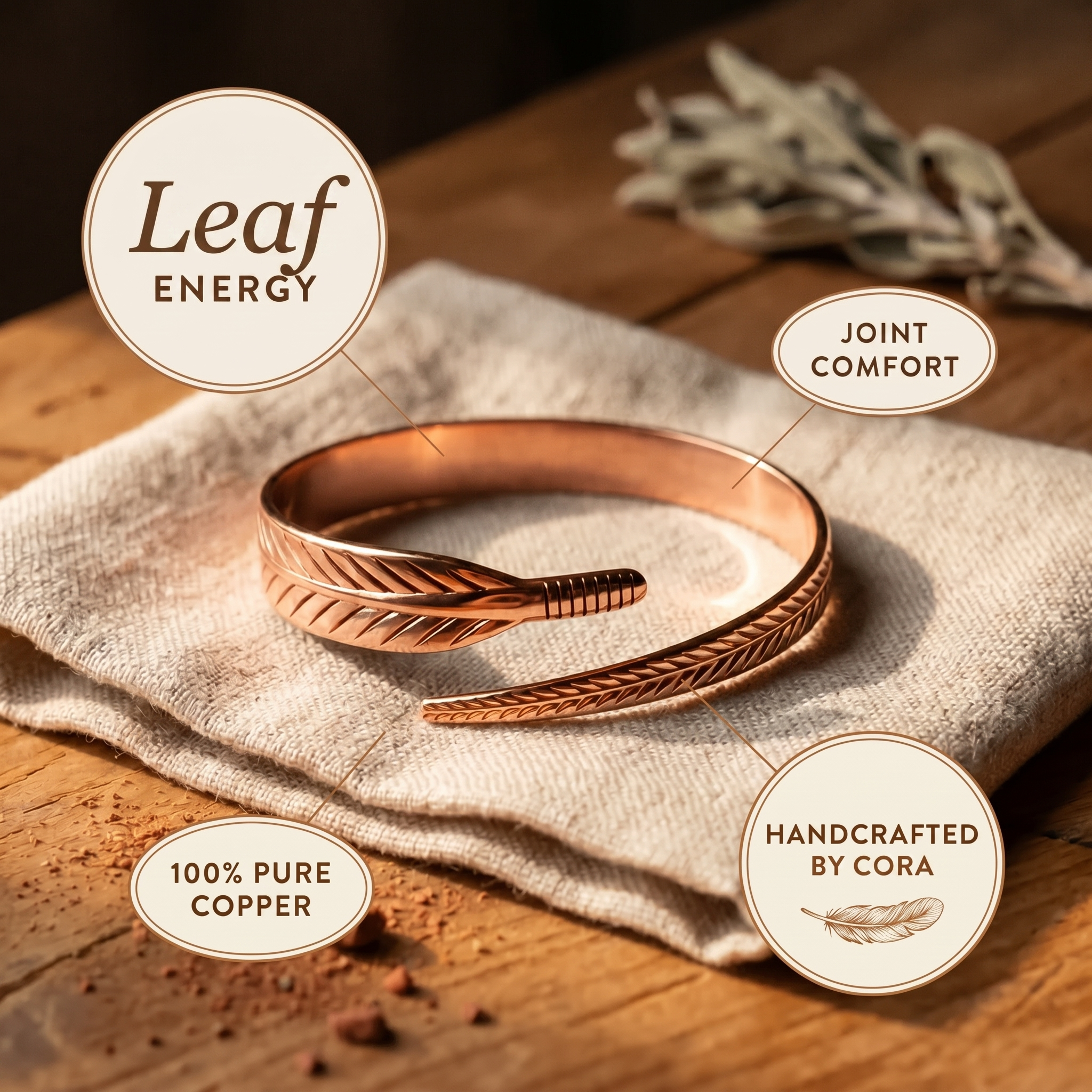 Cora's Leaf Copper Bracelet