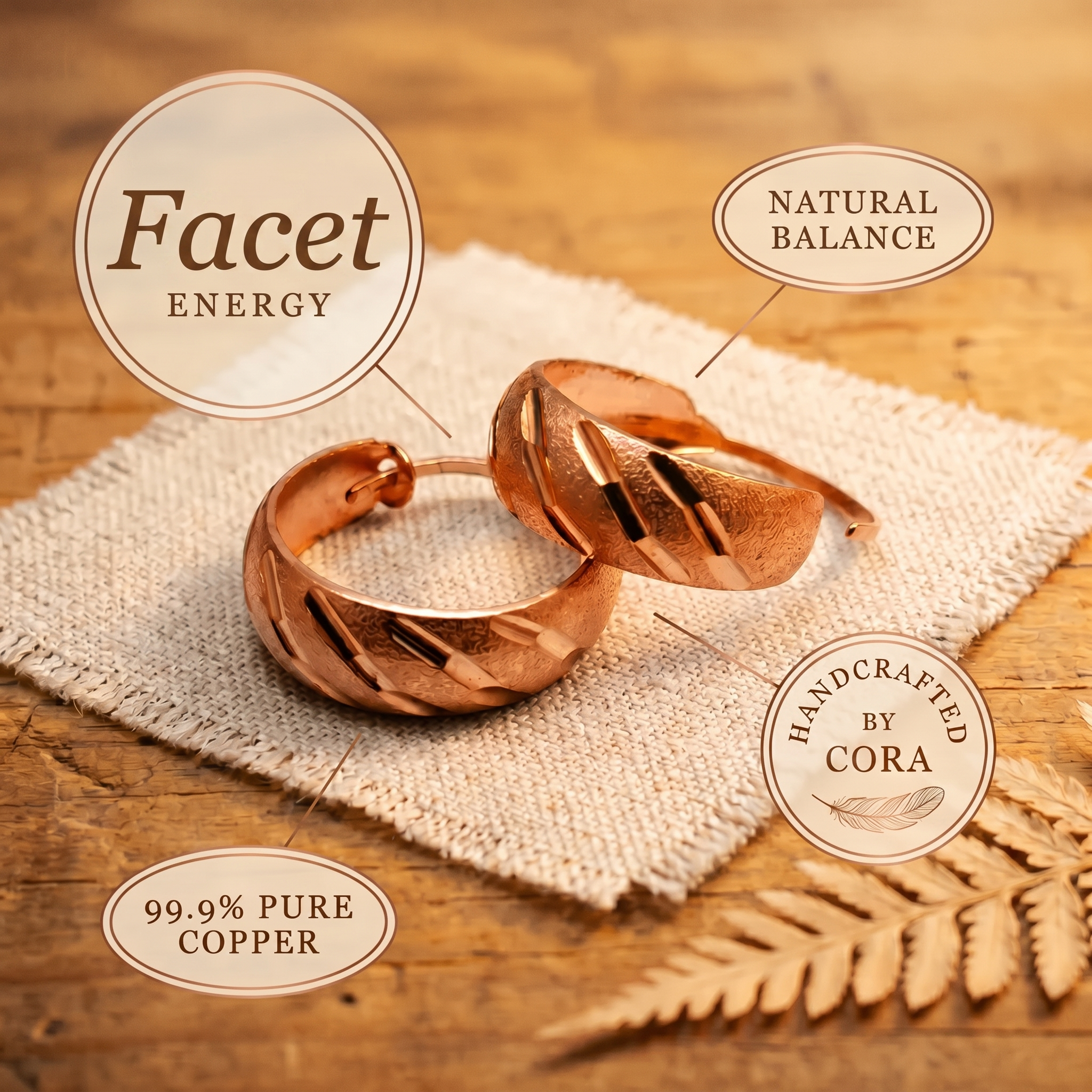 Cora's Facet Copper Earrings