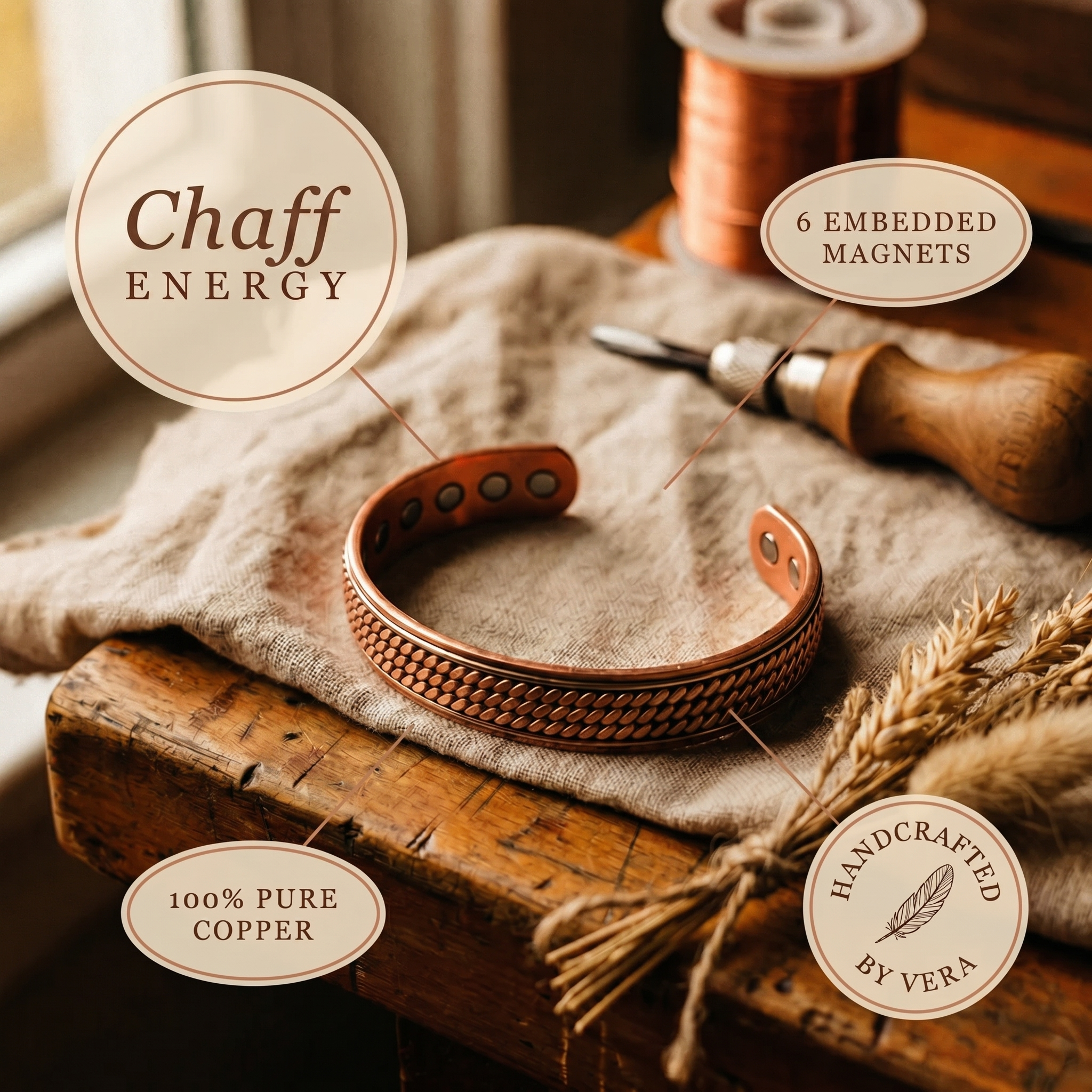 Cora's Chaff Copper Bracelet