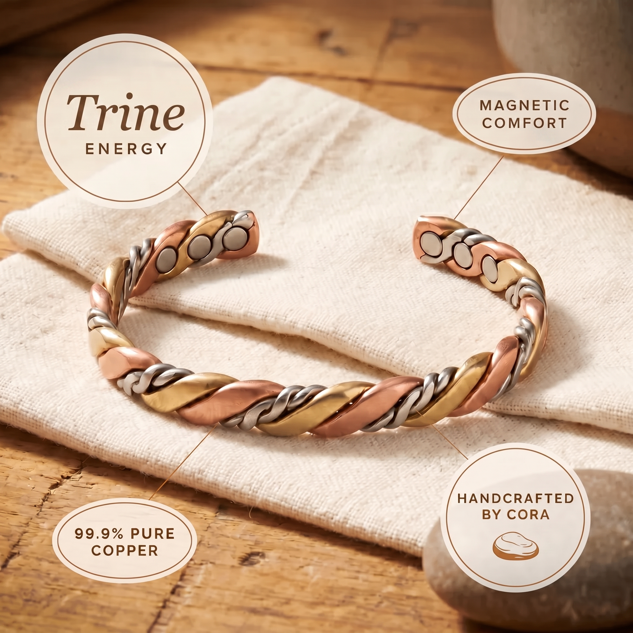 Cora's Trine Copper Bracelet
