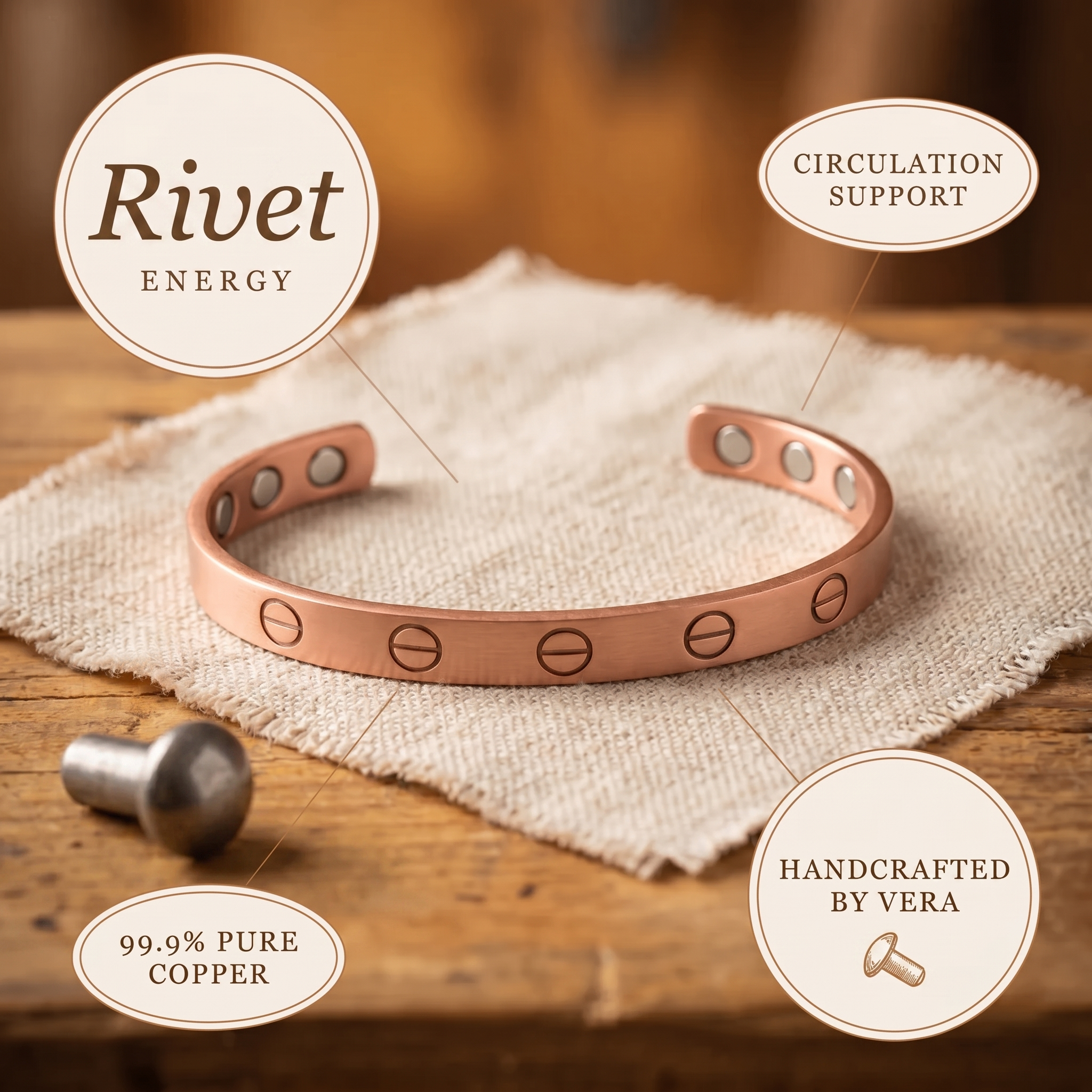 Cora's Rivet Copper Bracelet