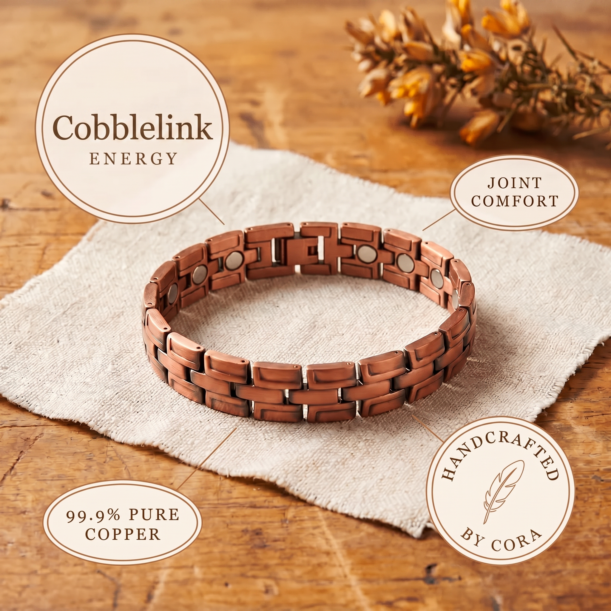 Cora's Cobblelink Men's Copper Bracelet