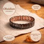 Cora's Obsidian Men's  Copper Bracelet