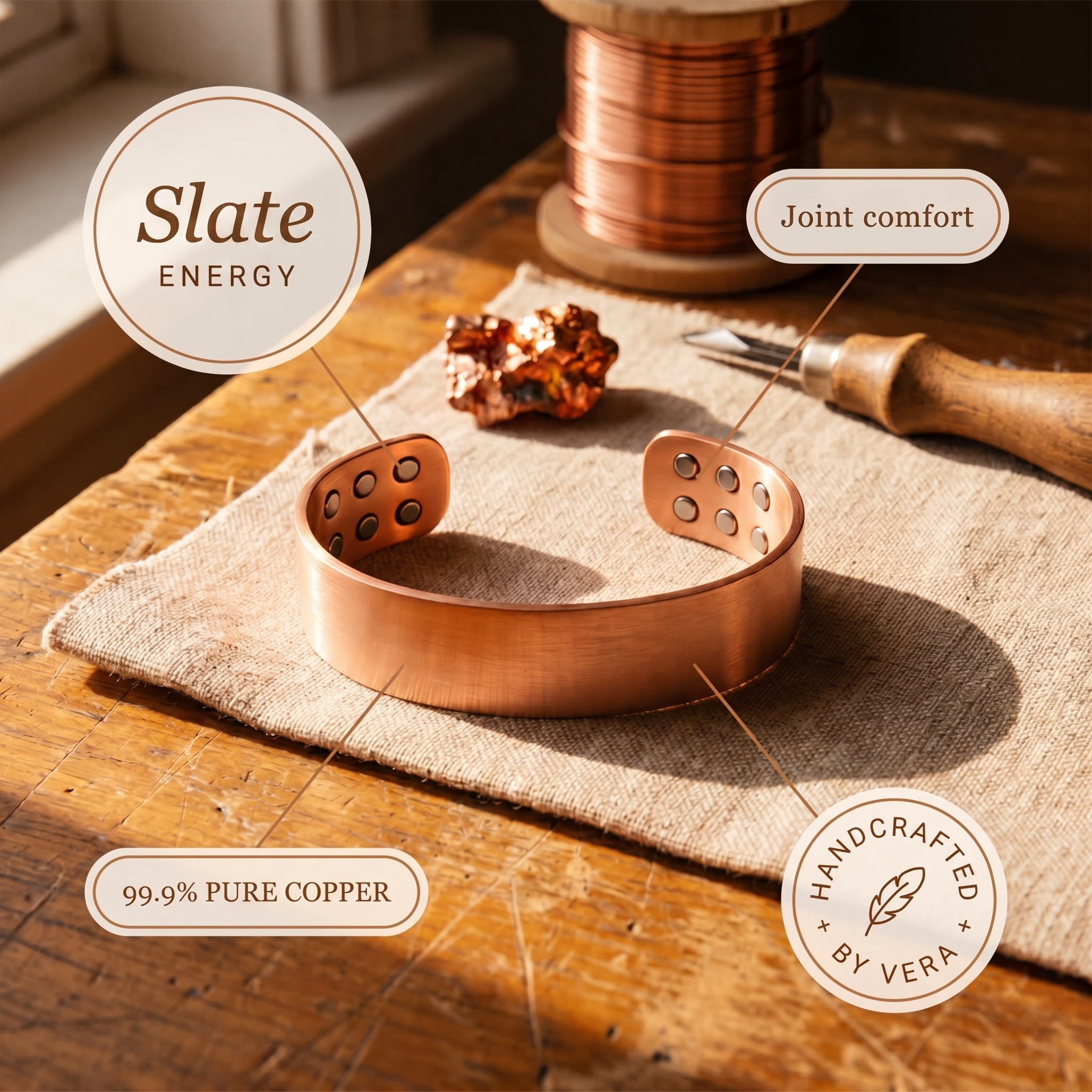 Cora's Slate Copper Bracelet